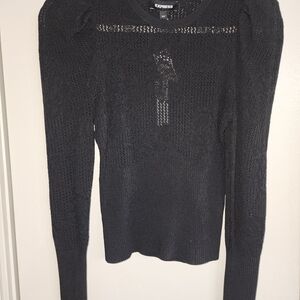 Express Black Knit Long Sleeve Top
